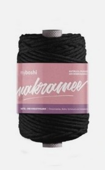 Makramee gezwirnt 4mm, schwarz